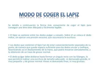modo de coger el lapiz