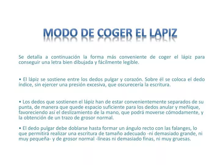 modo de coger el lapiz