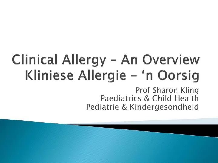 clinical allergy an overview kliniese allergie n oorsig
