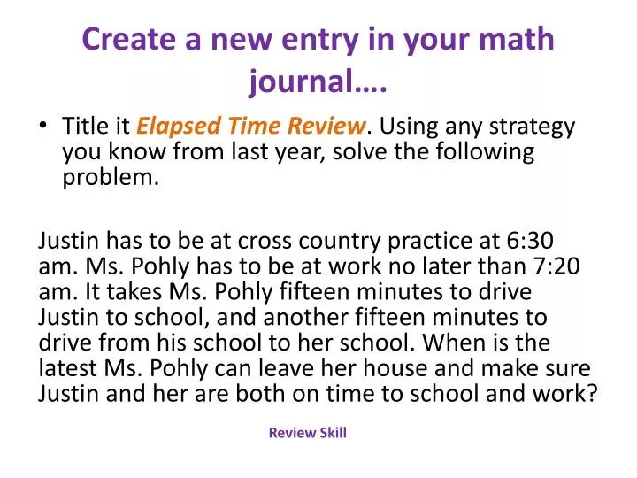create a new entry in your math journal