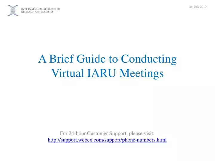 a brief guide to conducting virtual iaru meetings