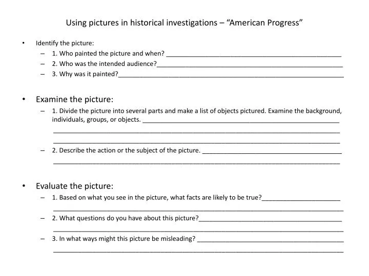 using pictures in historical investigations american progress