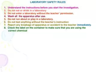 LABORATORY SAFETY RULES