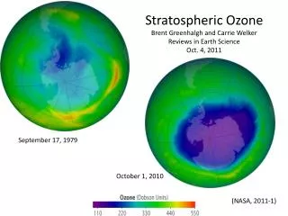 Stratospheric Ozone Brent Greenhalgh and Carrie Welker Reviews in Earth Science Oct. 4, 2011