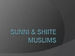 Sunni &amp; Shiite Muslims