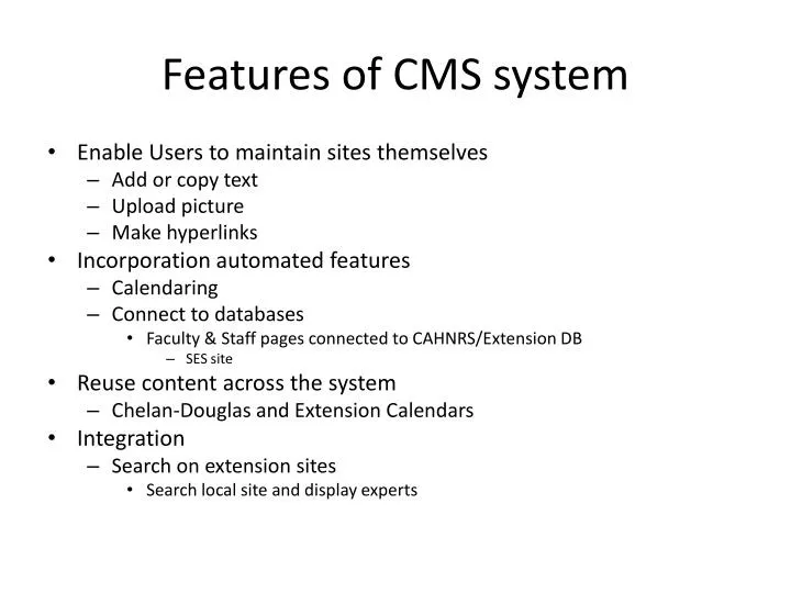 features of cms system