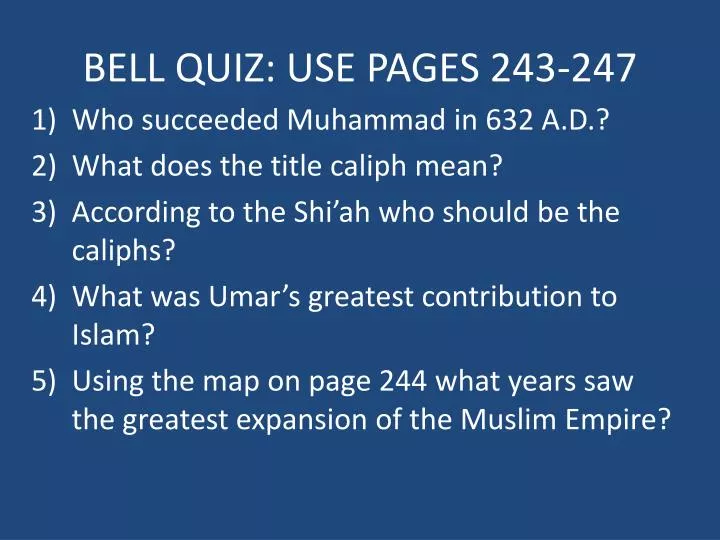 bell quiz use pages 243 247