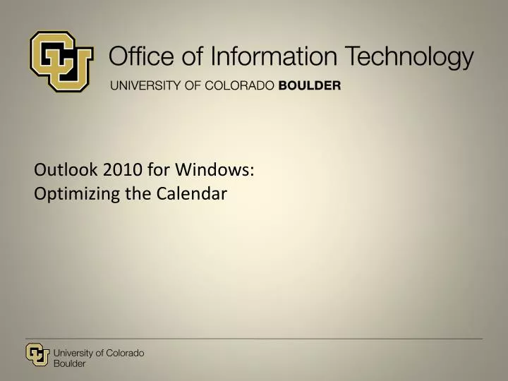outlook 2010 for windows o ptimizing the calendar