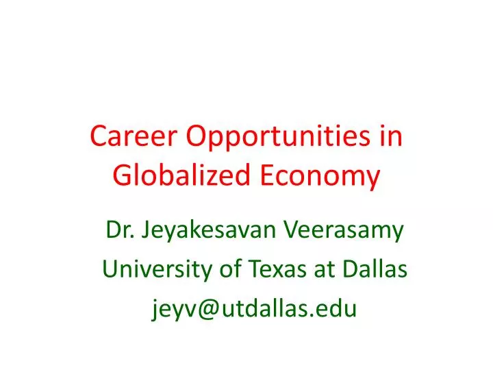 career opportunities in globalized economy