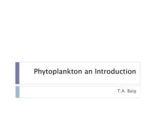 Phytoplankton an Introduction