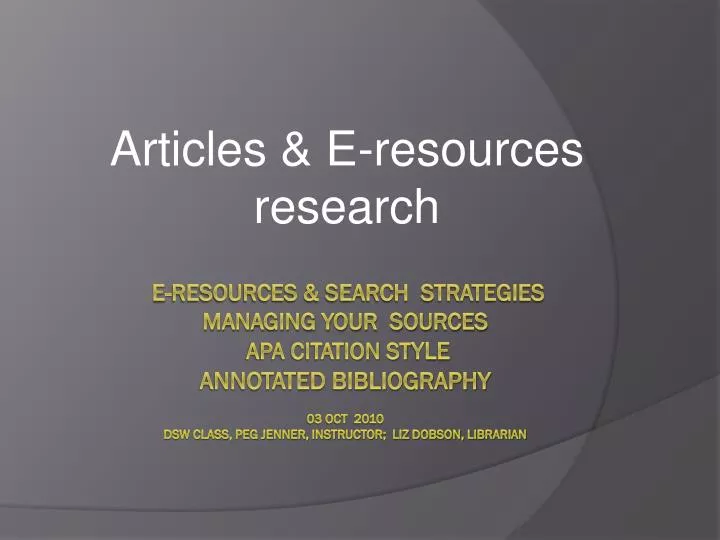articles e resources research