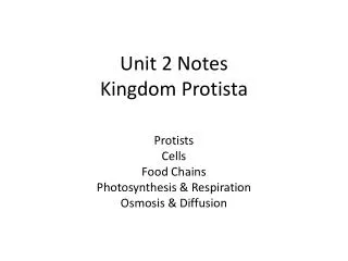 Unit 2 Notes Kingdom Protista