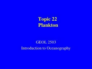 Topic 22 Plankton