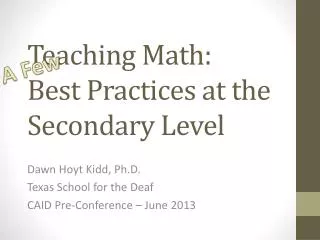 Teaching Math: Best Practices at the Secondary Level