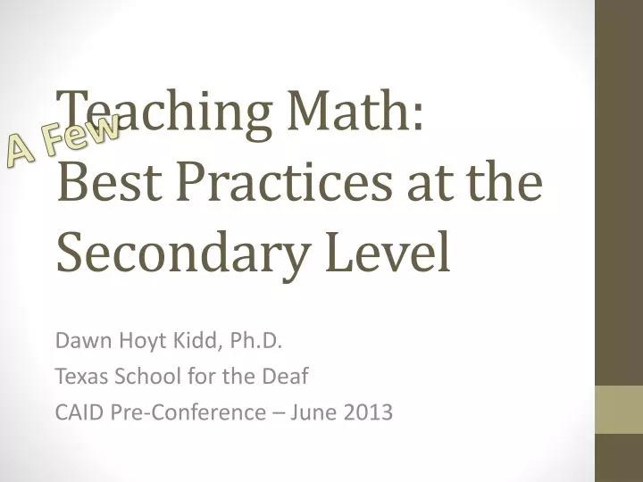 teaching math best practices at the secondary level