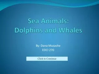 Sea Animals: Dolphins and Whales