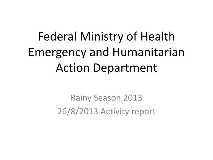 federal ministry of health emergency and humanitarian action department