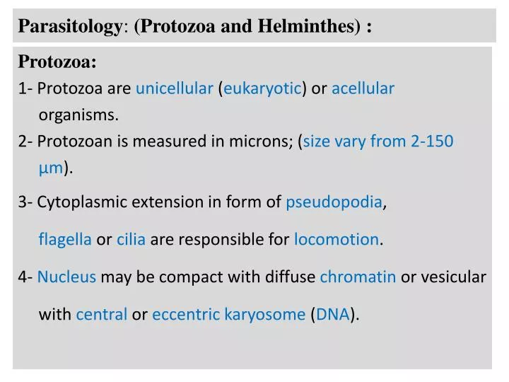 parasitology protozoa and helminthes