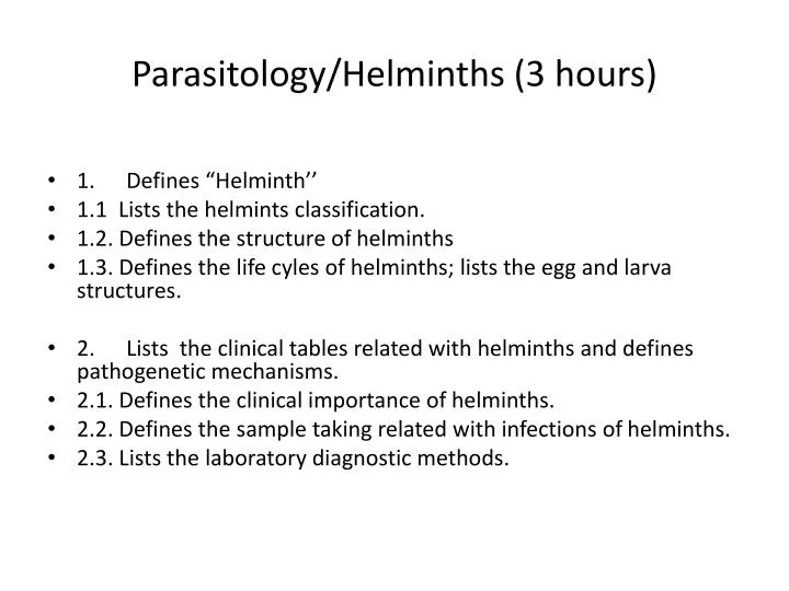 parasitology helminths 3 hours