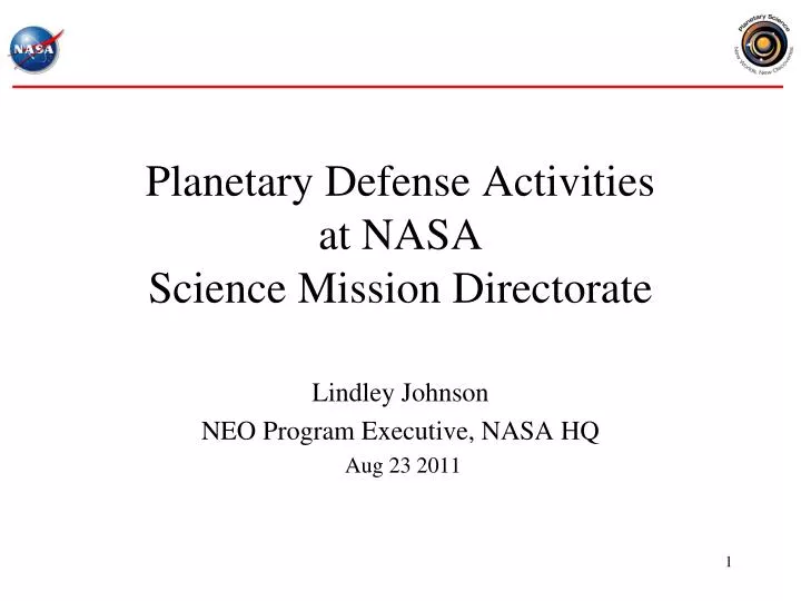 planetary defense activities at nasa science mission directorate