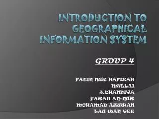 INTRODUCTION TO GEOGRAPHICAL INFORMATION SYSTEM