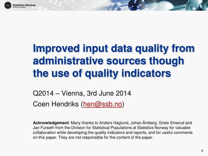 improved input data quality from administrative sources though the use of quality indicators