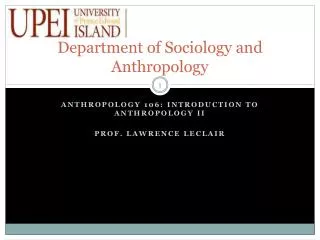 Department of Sociology and Anthropology