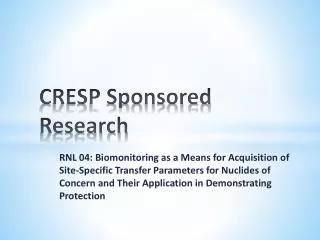 CRESP Sponsored Research