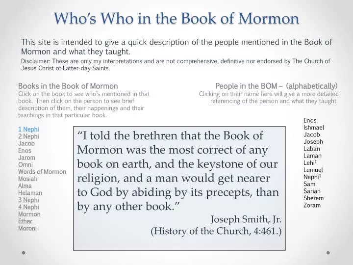 who s who in the book of mormon