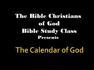 The Calendar of God