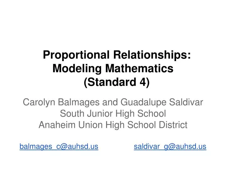 proportional relationships modeling mathematics standard 4