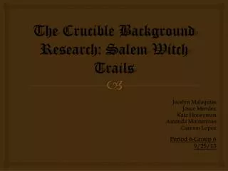 The Crucible Background Research: Salem Witch Trails