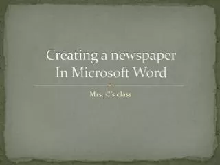 Creating a newspaper In Microsoft Word