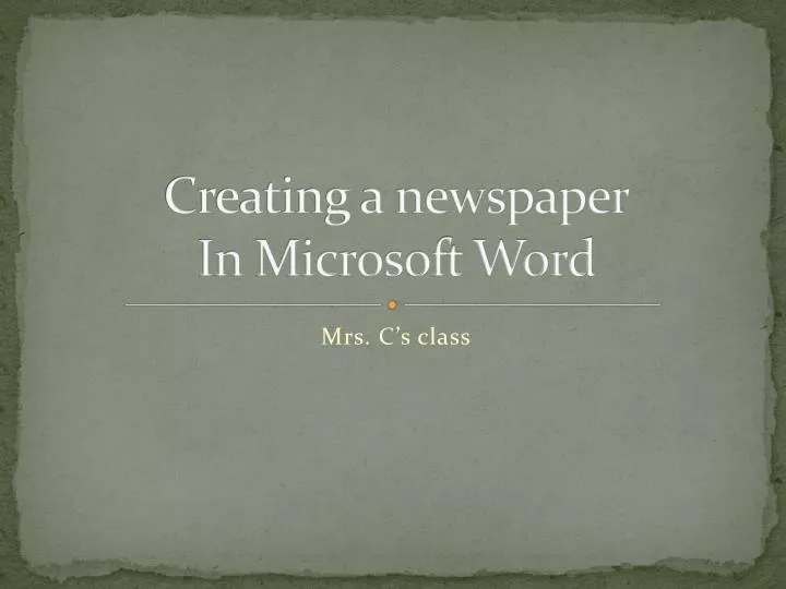 creating a newspaper in microsoft word