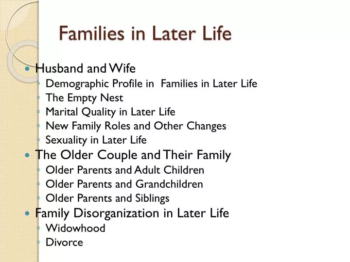 families in later life
