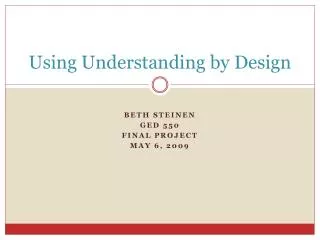 Using Understanding by Design