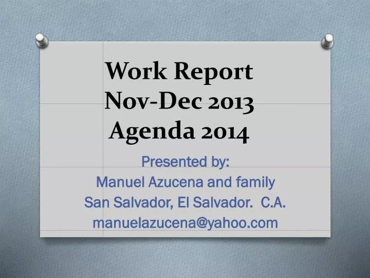 work report nov dec 2013 agenda 2014