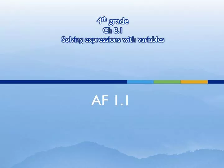 4 th grade ch 8 1 solving expressions with variables