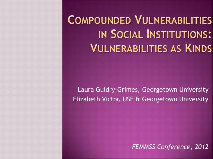 compounded vulnerabilities in social institutions vulnerabilities as kinds