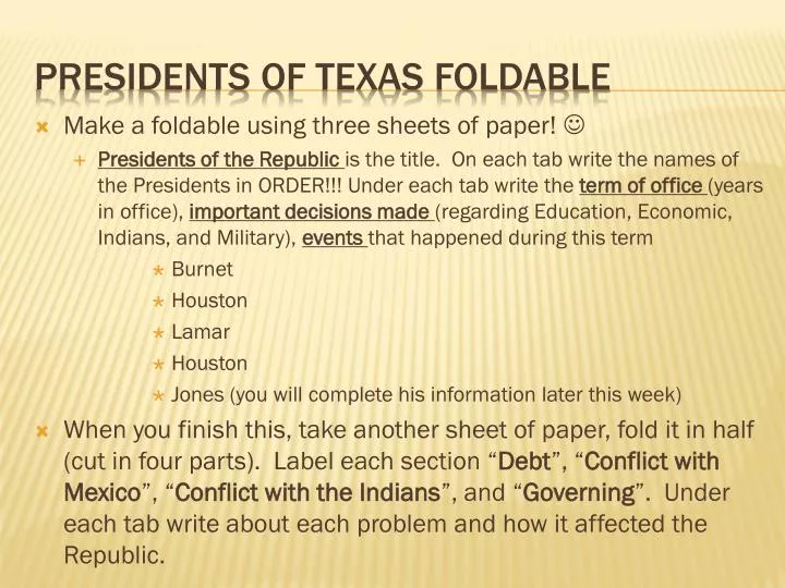 presidents of texas foldable