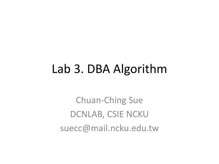 lab 3 dba algorithm