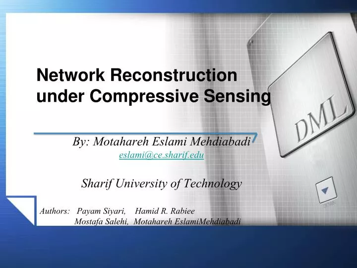 network reconstruction under compressive sensing