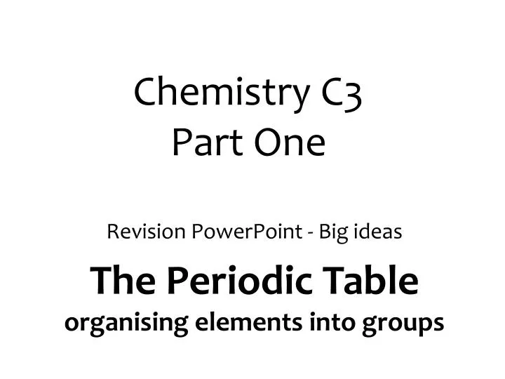 chemistry c3 part one