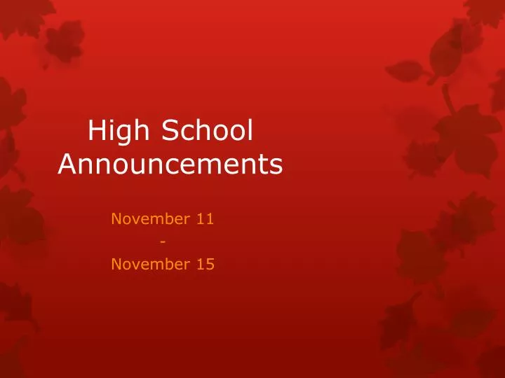 high school announcements