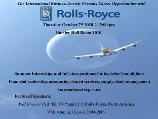 The International Business Society Presents Career Opportunities with