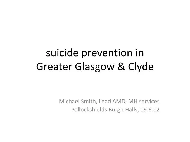 s uicide prevention in greater glasgow clyde