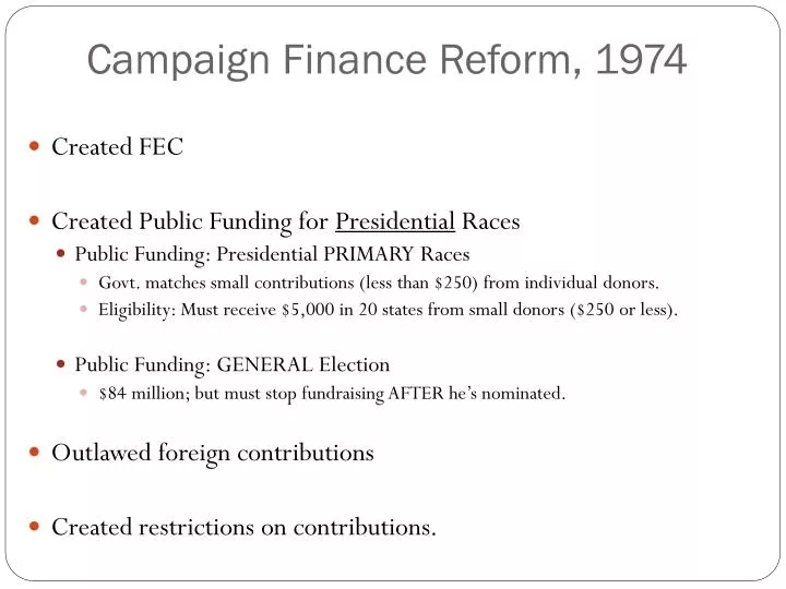 campaign finance reform 1974