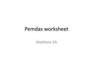 Pemdas worksheet