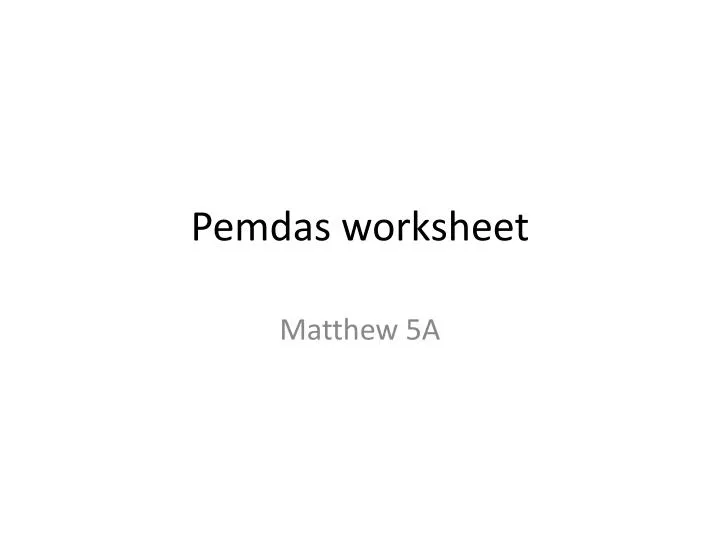 pemdas worksheet