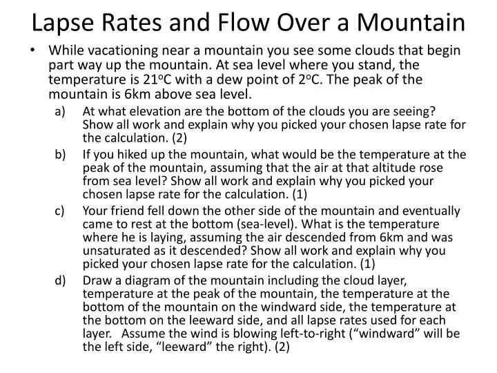 lapse rates and flow over a mountain